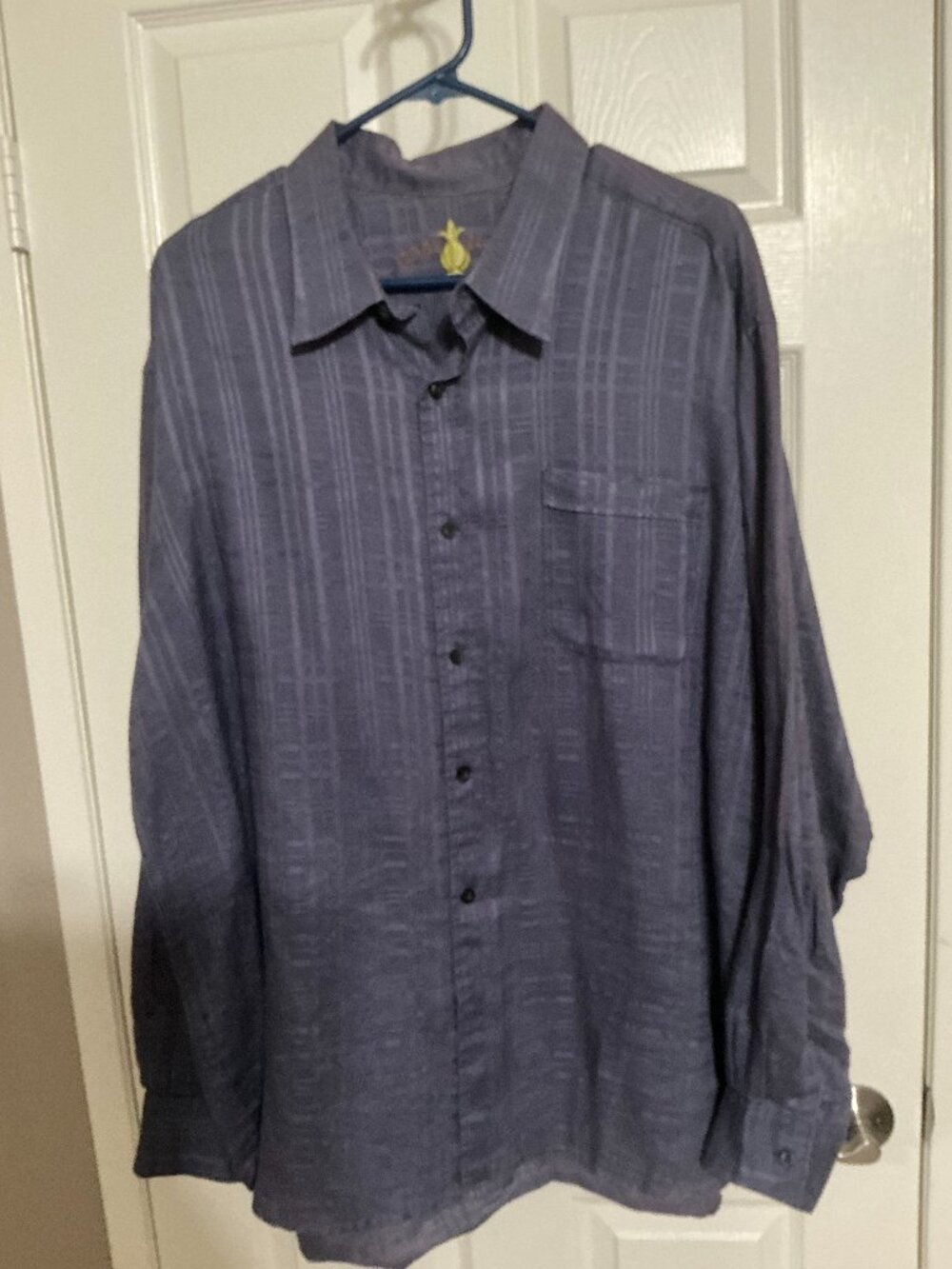 Tommy Bahama Men’s XL Blue/Purple/Gray Tonal Plaid Long Sleeve Button-Down Shirt